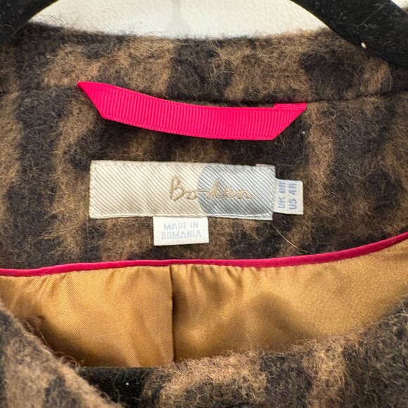 Boden Leopard Print Coat – Size 4 (US) - Picture 4 of 4